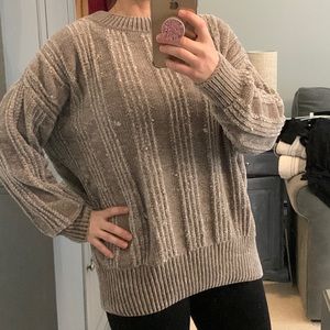 Oversized super soft chenille taupe sweater